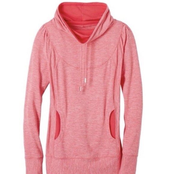 PRANA FUNNEL NECK AZALEA EMBER HEATHER PINK PULLOVER LONG SLEEVE TOP SWEATER - Picture 2 of 8